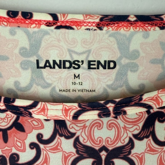 Lands' End Pink Black Floral Geometric Print Short Sleeve Rash Guard Swim Shirt - Picture 3 of 9